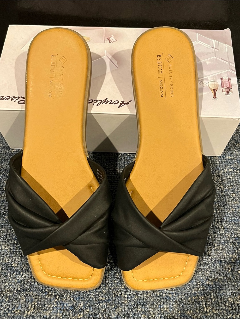 Call It Spring Black Twist Vegan Slide Mules